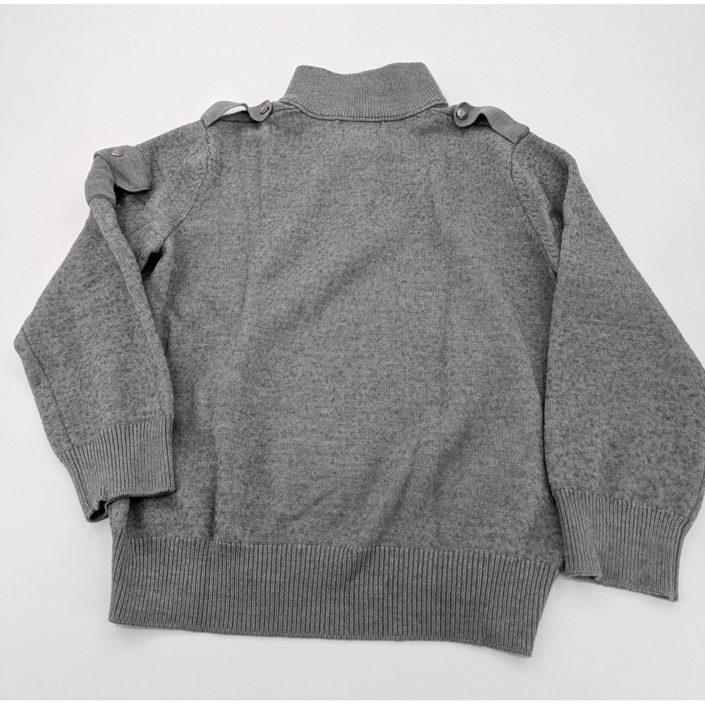 Banana Republic Mock Neck Sweater Mens XL Grey Italian Wool Military Epaulets - Picture 2 of 10